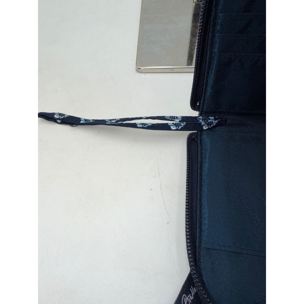 Vera Bradley Navy Blue Quilted Cotton Zip Around Wallet Geometric **CORNER WEAR - Picture 7 of 7